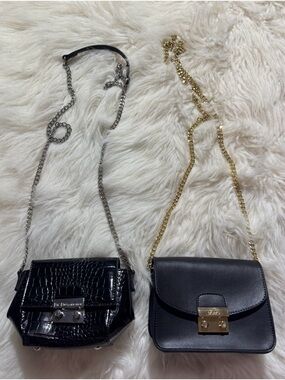 BCBG Black Crossbody Bags with Gold and Silver Chain Straps